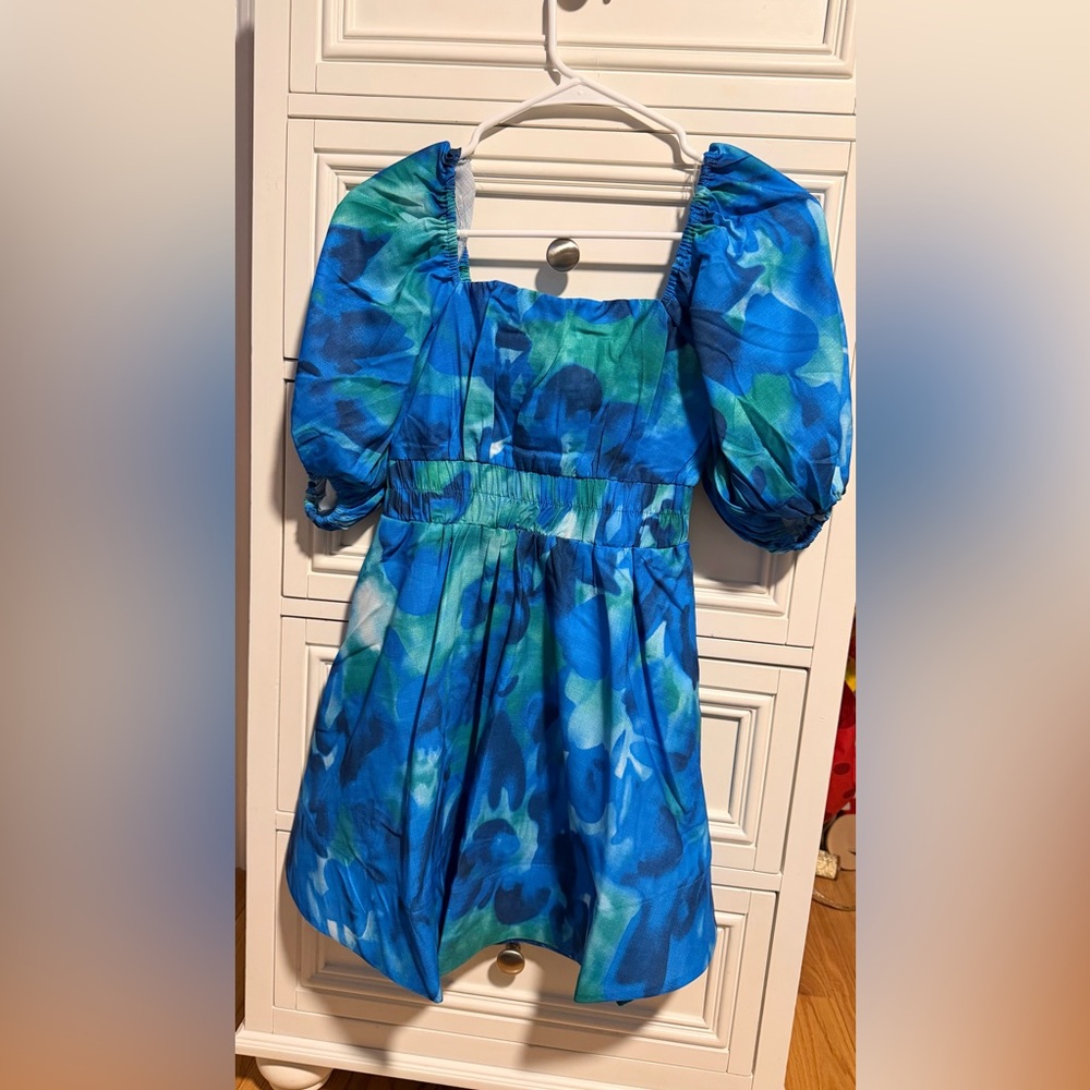 Billy J Women’s Blue & Teal Puff-Sleeve Dress